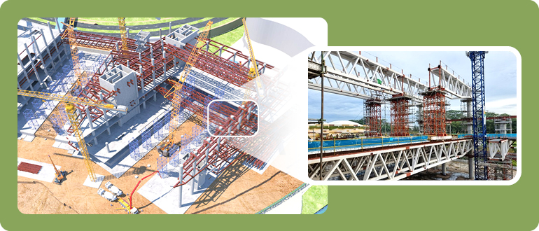 For enhanced construction efficiency, the mega trusses were segmented into zones and installed using a bottom-up approach